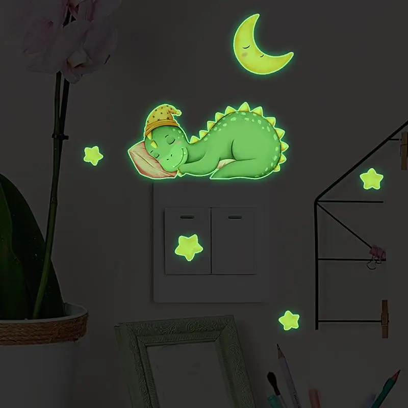 Hot Sale Glow-in-the-dark Dinosaur, Sun, And Moon Light Switch Stickers For Bedroom And Living Room Decorative Walls.