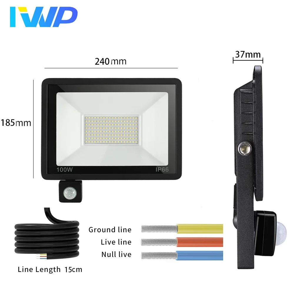 

PIR Motion Sensor LED Flood Light 220V Waterproof Spotlights 30W 50W 100W Wall Lamp Reflector Outdoor Lighting for Garden Street