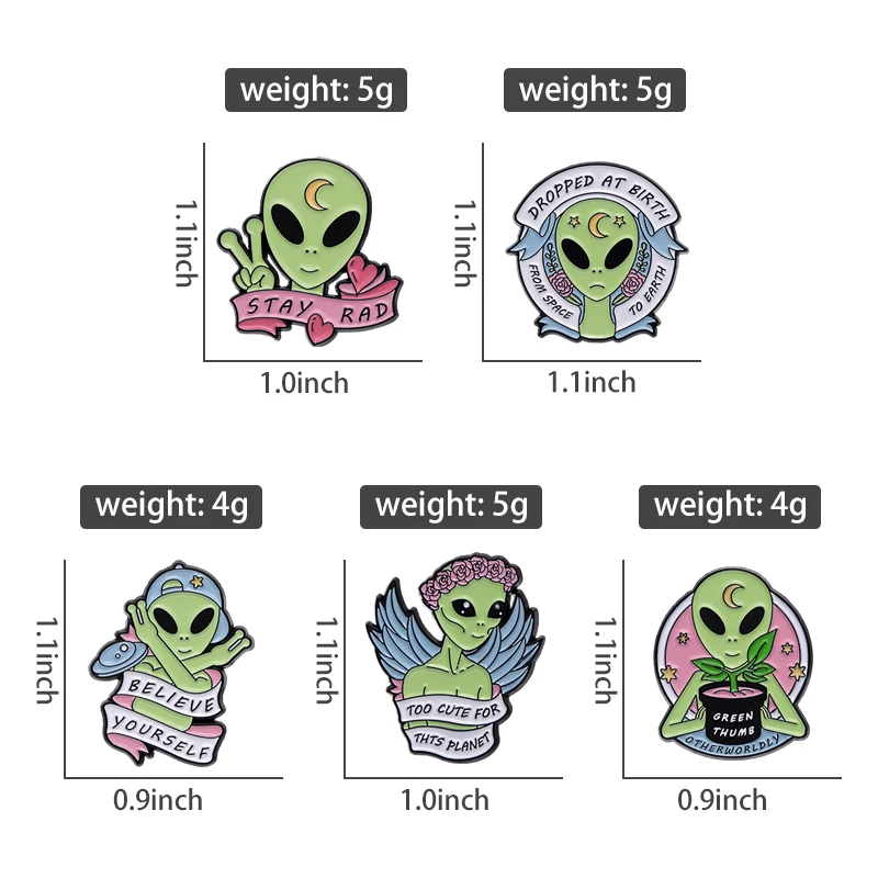 Alien Cute Enamel Pins Badges Mystery Jewelry Custom Lapels Brooches Metal Cartoon Friends Accessories Wholesale