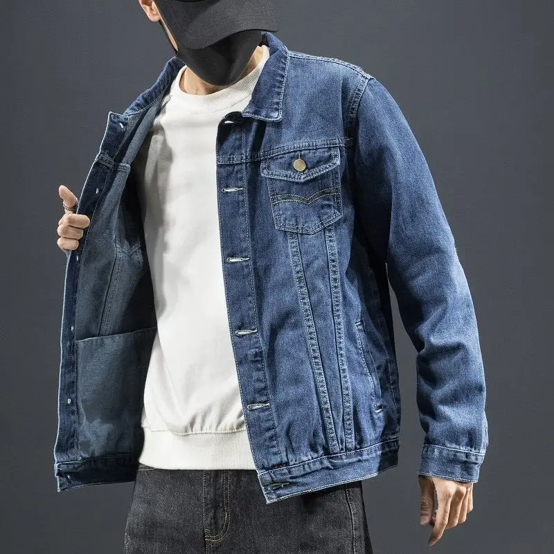 Men's Denim Jacket Wool with Sheep Cargo Blue Male Jean Coats Warm Padded Padding Washed Fashion Winter Outerwear Designer Y2k G