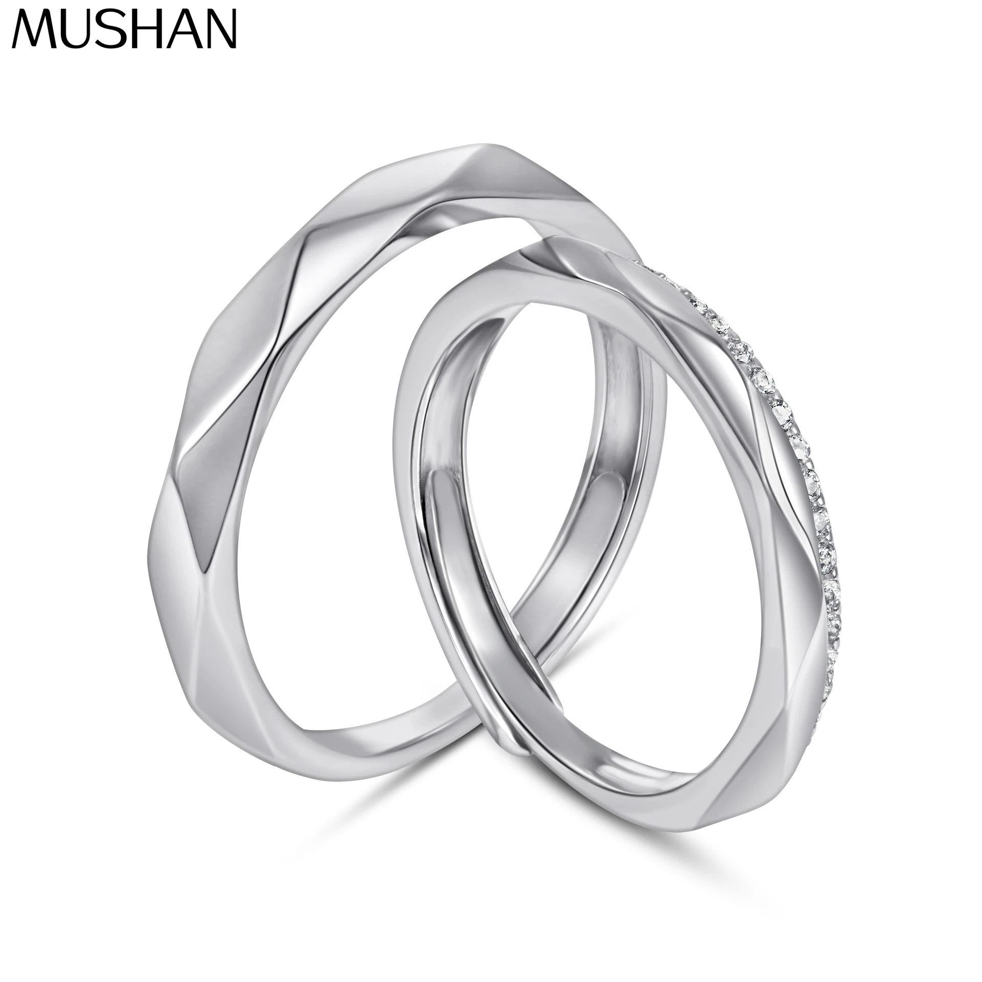 

MuShan Jewelry 925 Sterling Silver Ring Wedding Band High Carbon Diamond Engagement Party Wife Gift Women Rings Fine Jewelry