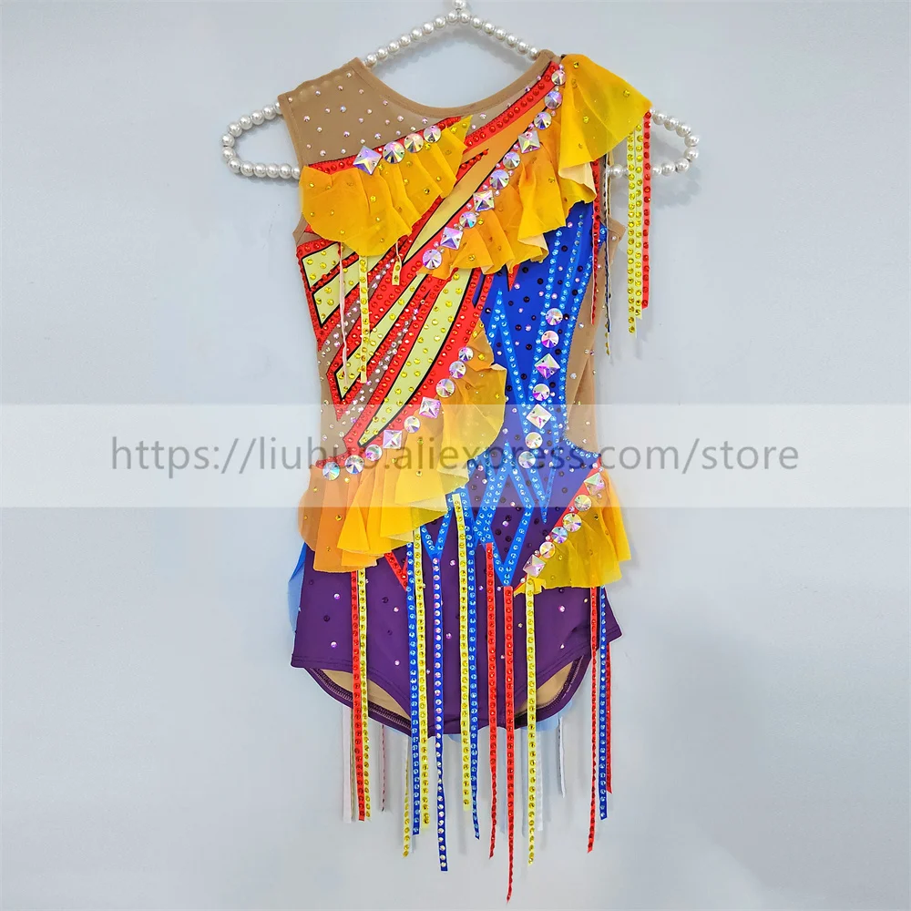 LIUHUO Customize Women Girl Costume Performance Rhythmic Gymnastics Sleeveless Children Competition Leotard Ice Skating Dress