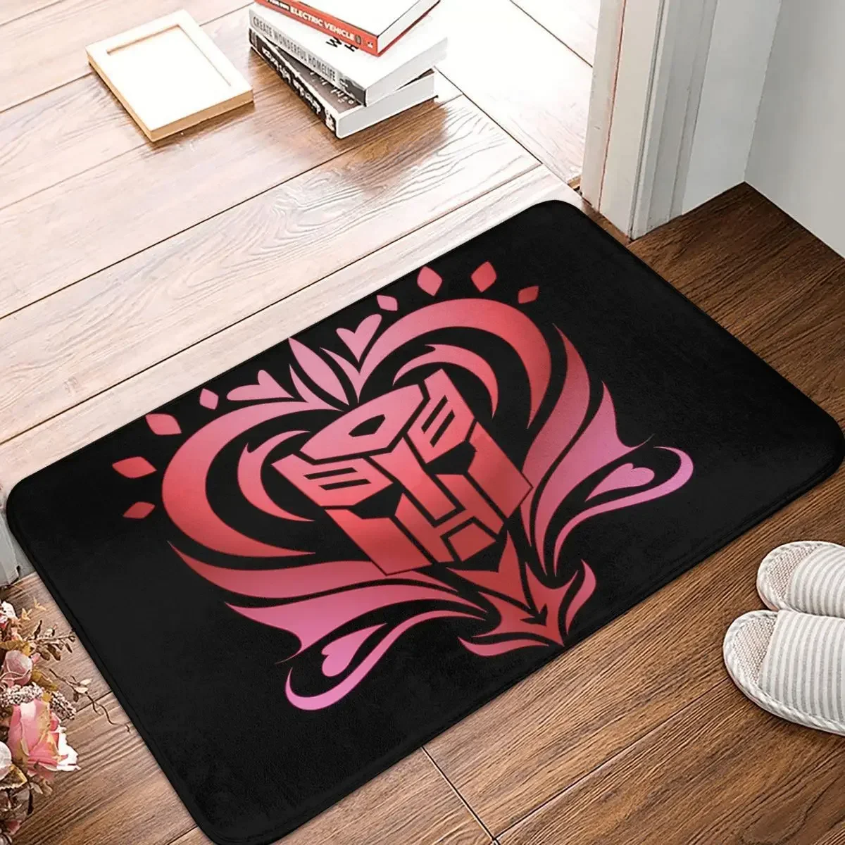 Transformer Science Fiction Action Bathroom Non-Slip Carpet Autobots Red Flannel Mat Entrance Door Doormat Home Decoration Rug