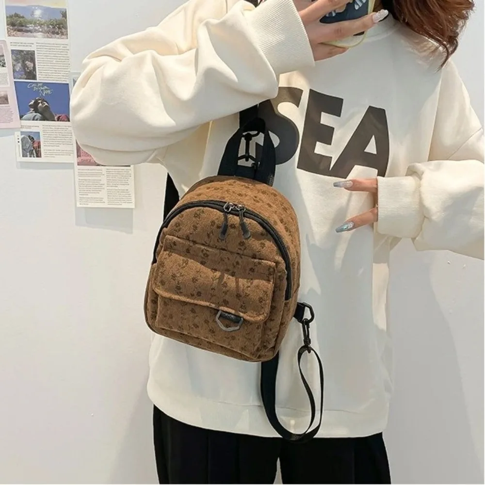 

Модный мини-рюкзак для путешествий с регулируемыми лямками, вельветовый маленький рюкзак с цветочным узором, школьный ранец для студентов, женский
