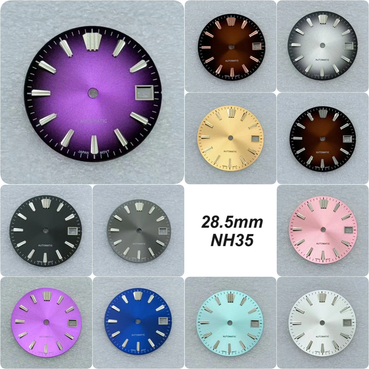 28.5mm No Logo Sunburst Dial Fit NH35/NH36 Automatic Movement No Luminous Custom Logo Watch Modification Accessories