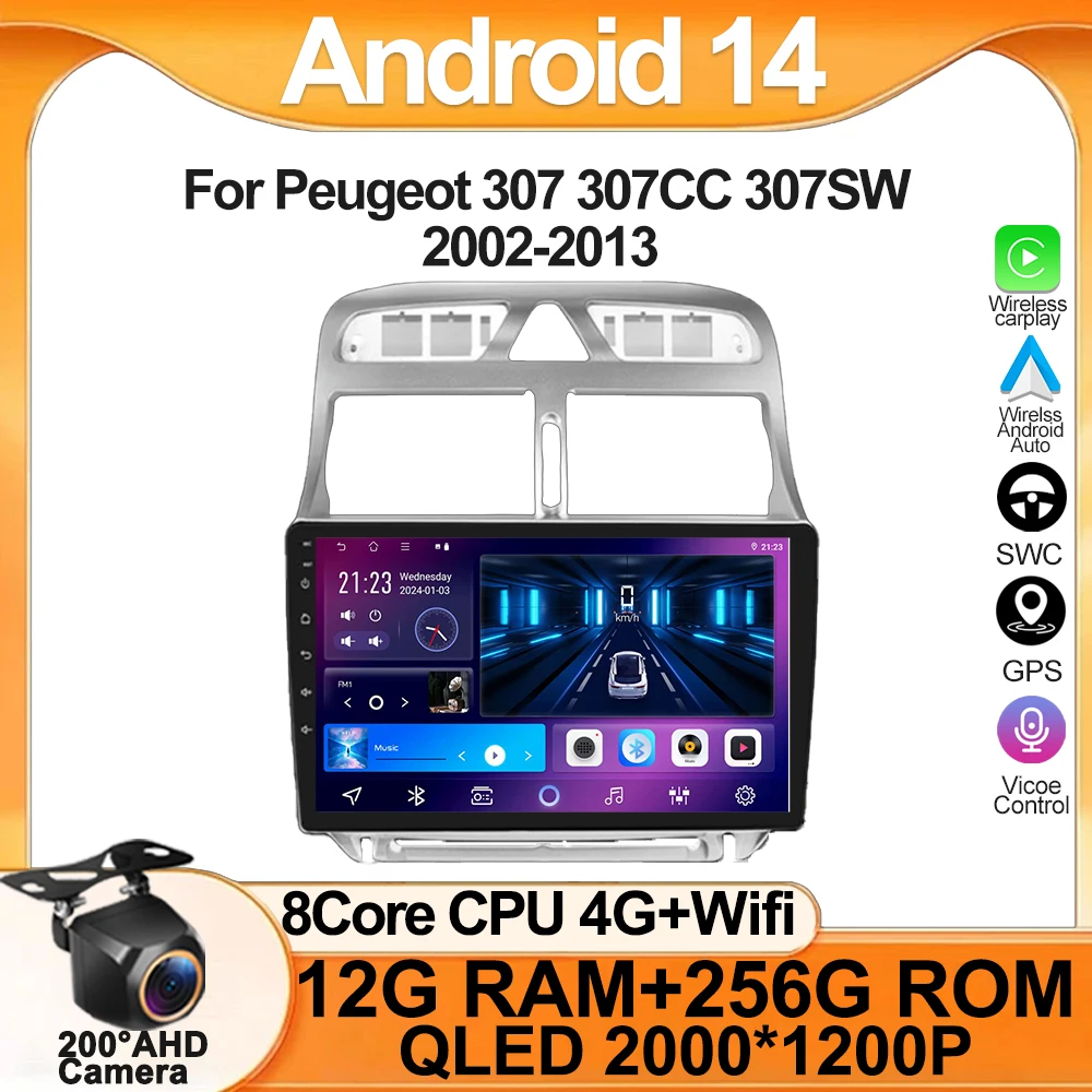 

For Peugeot 307 307CC 307SW 2002-2013 Car Radio Player Car Carplay Screen Autoradio Mirror Link Car Intelligent Systems RDS DSP