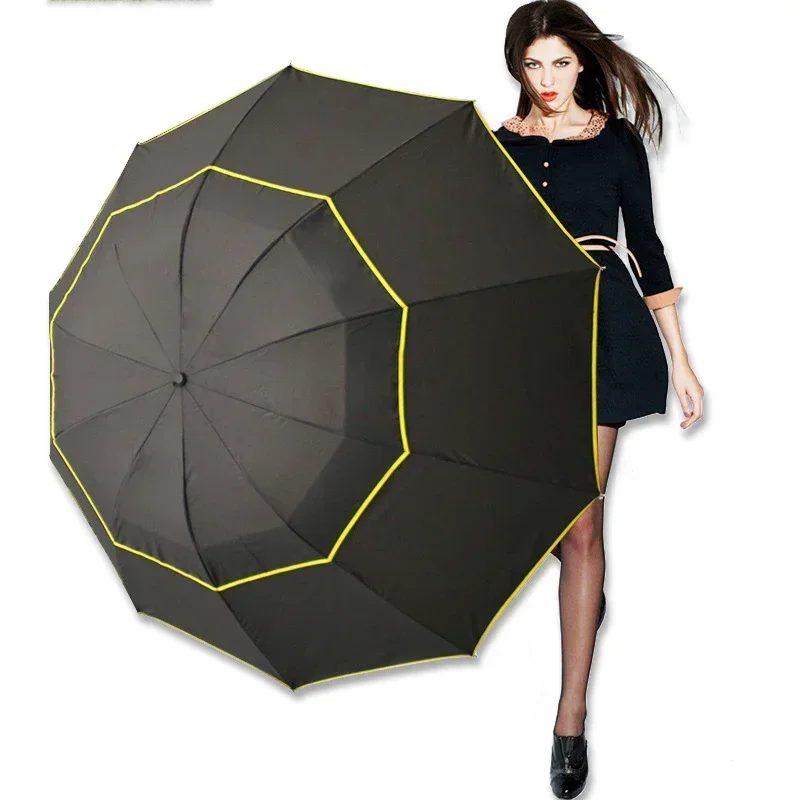 130cm Big Top Quality Umbrella Men Rain Woman Windproof Large Paraguas Male Women Sun 3 Floding Big Umbrella Outdoor Parapluie