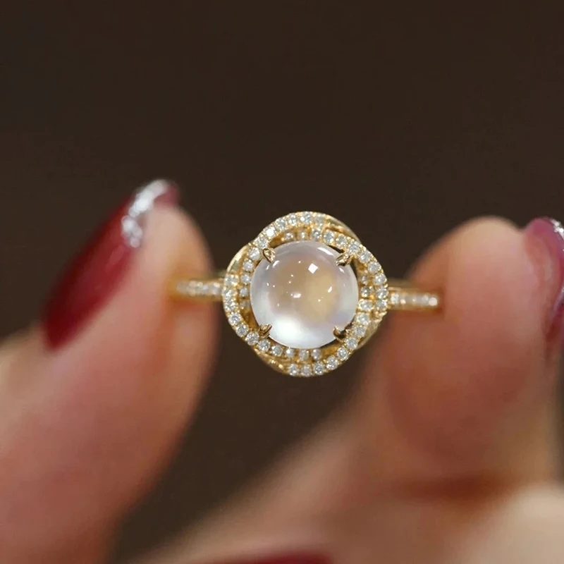 Women's Noble Engagement Ring with Imitation Moonstone