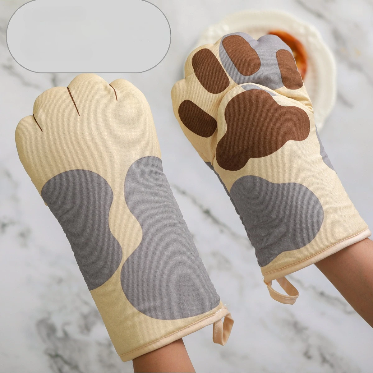 

Household Cat Claw Cotton Gloves Insulation Thickened Microwave Oven Baking Gloves Kitchen High Temperature and Heat Resistant