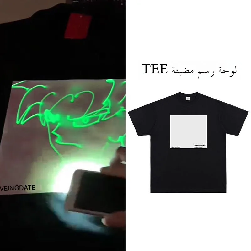 تي شيرت صيفي جديد مضيء في الظلام للجنسين، طباعة فلورية خضراء ممتعة، قطن خالص فضفاض، أكمام قصيرة للرجال، تصميم عصري