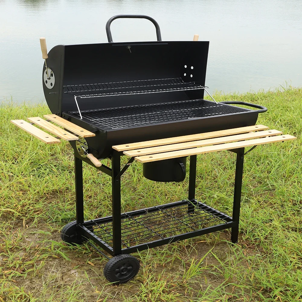 Easy to clean trolley smoker grill outdoor durable collapsible charcoal bbq grill