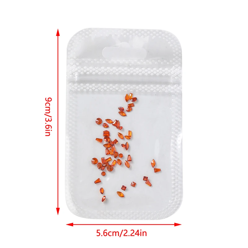 50pcs Mini Flat Bottomed Transparent Pomegranate Red Small Zircon Mixed Shapes Irregular Nail Art Diamond Mini Nail Charms