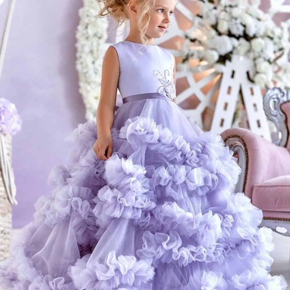 Vestidos de flores para niña, vestido de fiesta sin mangas, desfile de cumpleaños, Primera Comunión para niños