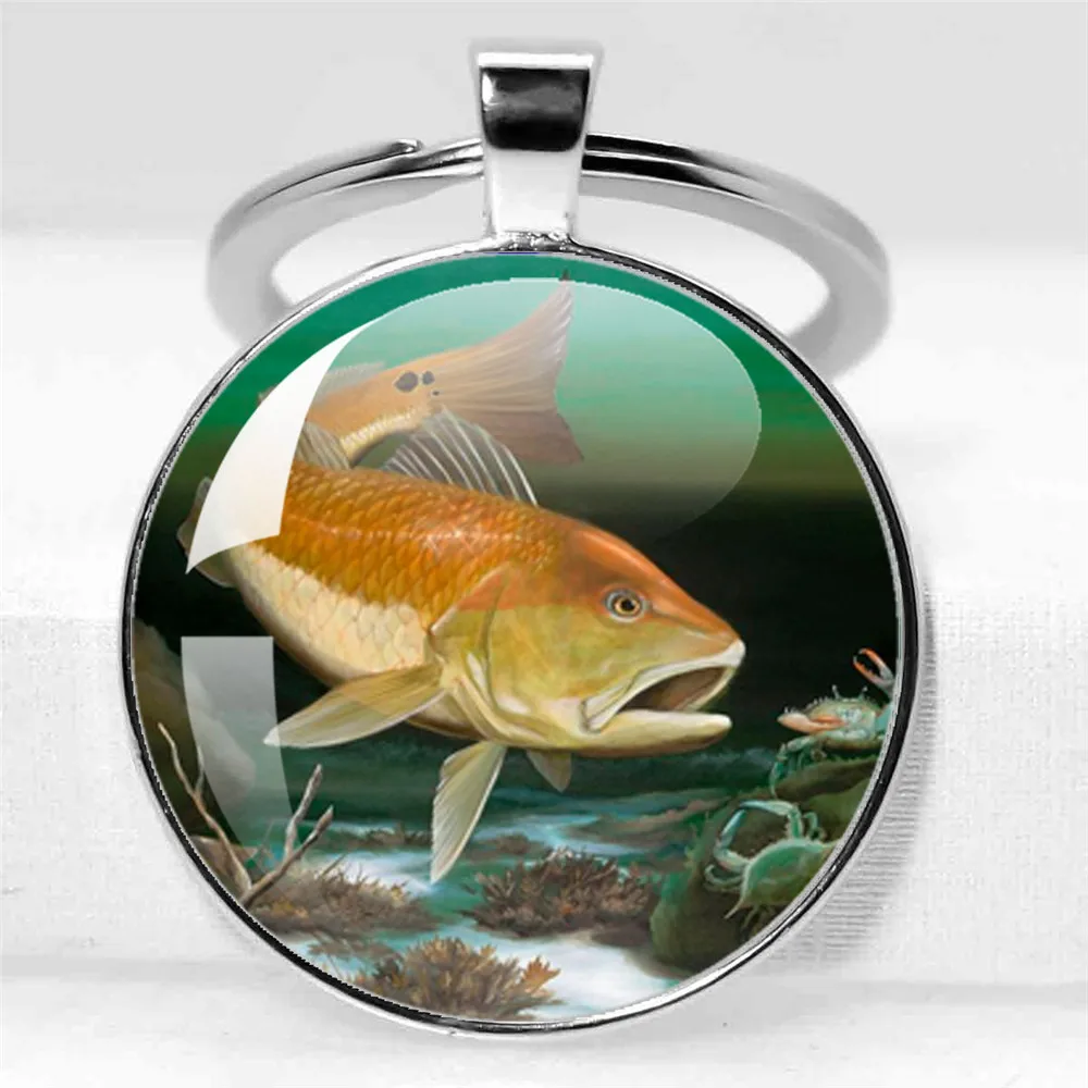 Fishing Master Keychain Fish Hook Keychain Glass Dome Keychain Fisherman I Love Fishing Fish Pendant Gift