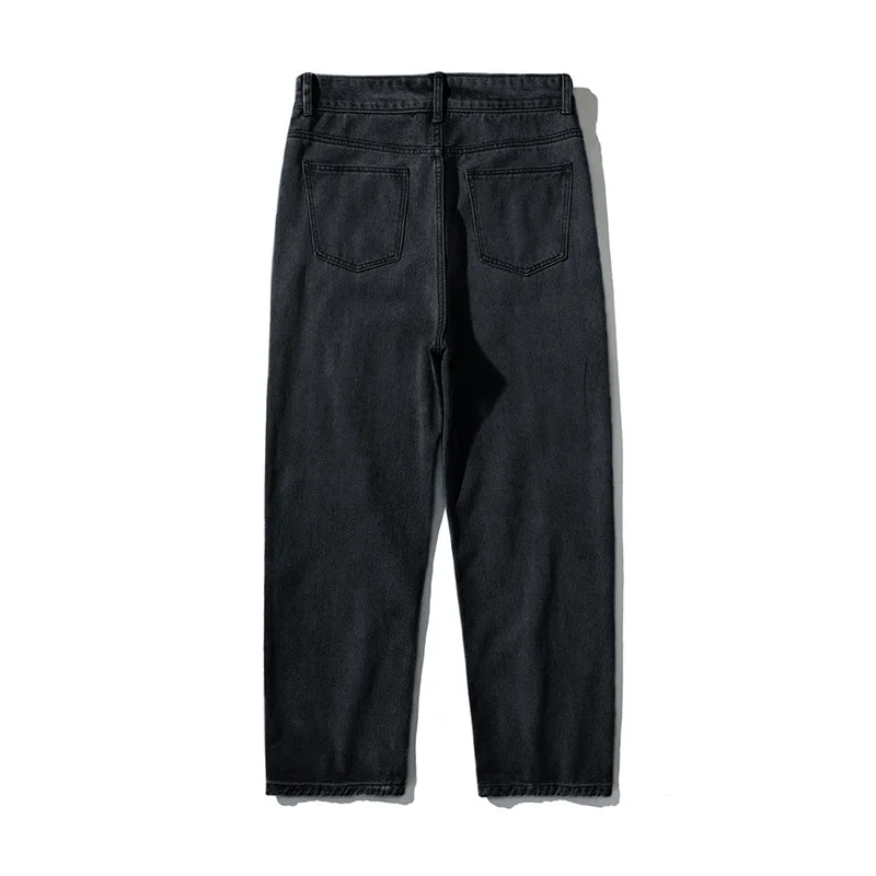 Pantalones vaqueros japoneses nuevos de primavera y otoño para hombre, pantalones rectos sueltos lavados simples de color sólido