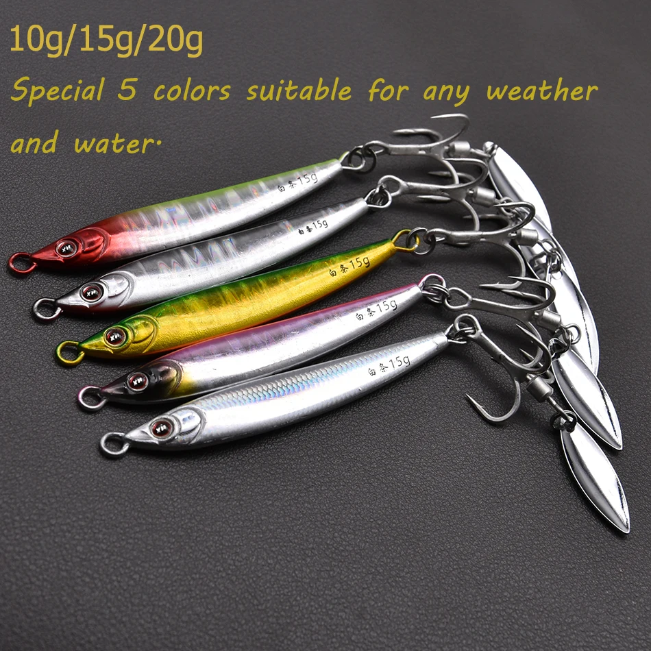 Mrlurion 10 g/15 g/20 g schnell sinkender Shore Casting Jigging-Köder, Metall-Satwasser-Trolling-Jigging-Köder mit 3D-Laser-Gesicht – Detail 5