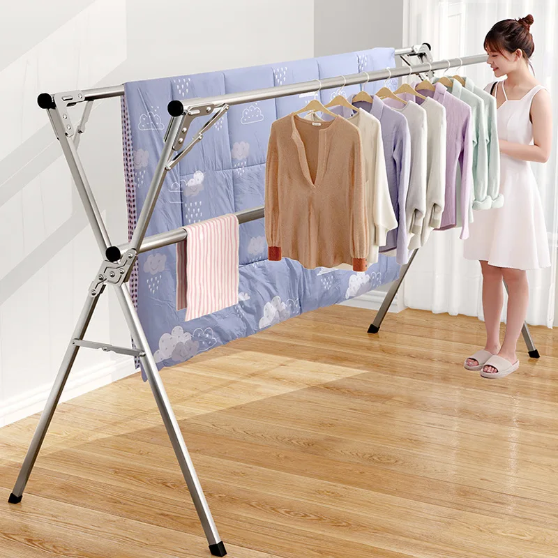 Outdoor Heavy Duty Clothes Hanger Movable Non Slip Space Saving Foldable Drying Rack Skirt Hanging Tendedero Home Accessories