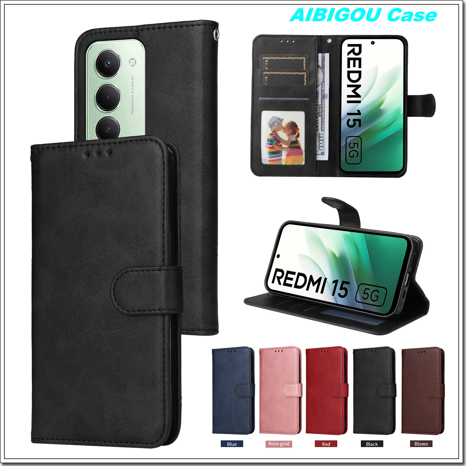 For Xiaomi Redmi 15 4G/5G 15A 15C A5 14 13 12 a3 a4 Luxury Leather