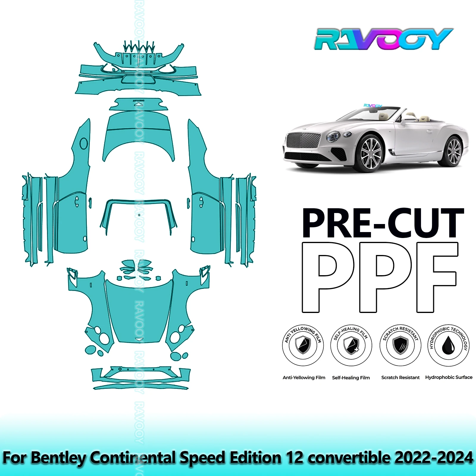 

Full Vehicle Clear Bra Precut PPF Paint Protection Film For Bentley Continental Speed Edition 12 convertible 2022-2024