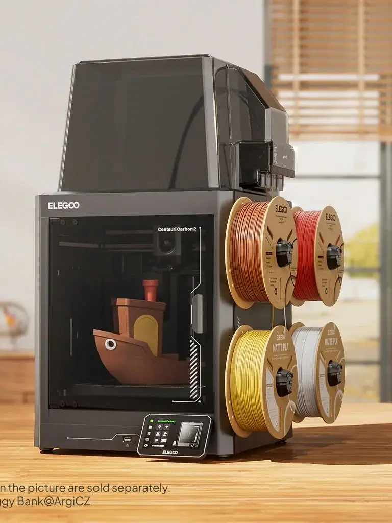 ELEGOO Centauri Carbon 2 Combo – wielokolorowa drukarka 3D, układ drukowania CoreXY, prędkość druku 500 mm/s, możliwość drukowania w wielu kolorach, objętość obszaru roboczego 256x256x256 mm. — 2