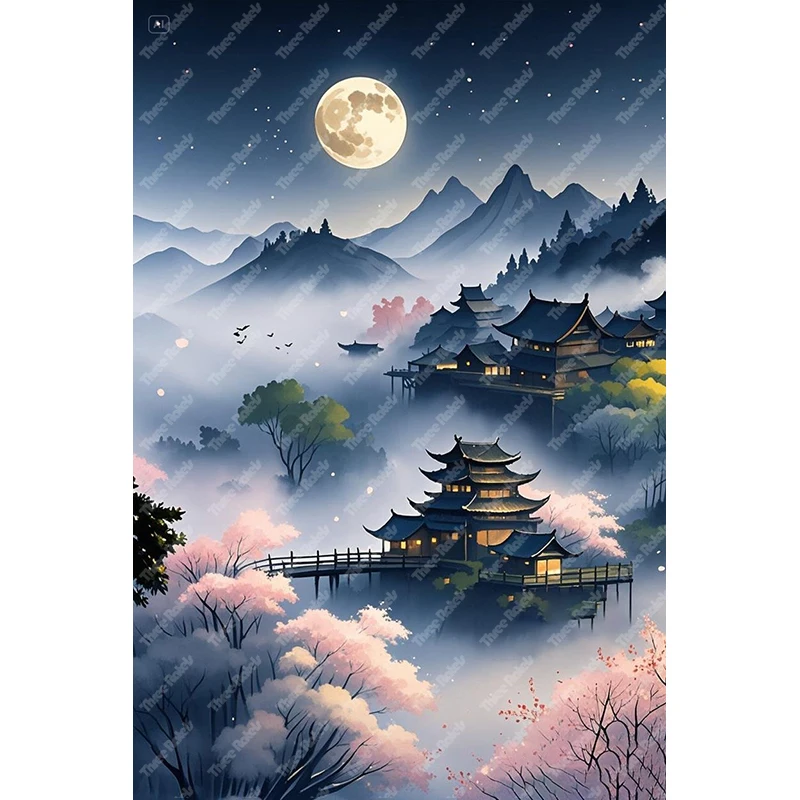 ثلاثة راتلز QHH49 Fantasy Dream Town ملصقات حائط فنية لتزيين المنزل