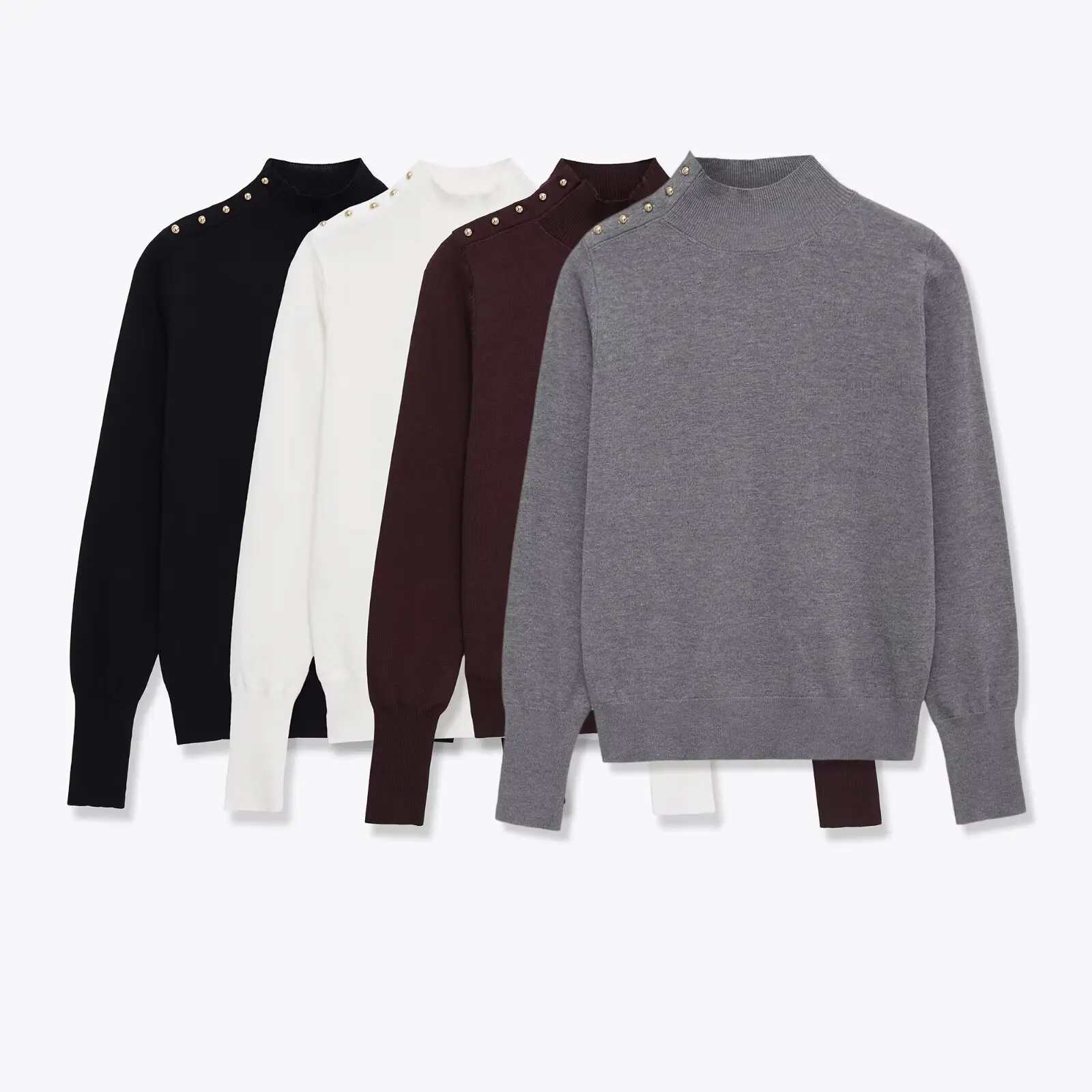 

Европейский и американский стиль 2021, осенне-зимний новый повседневный универсальный низ, рубашка, топ, полуводолазка, свитер на пуговицах