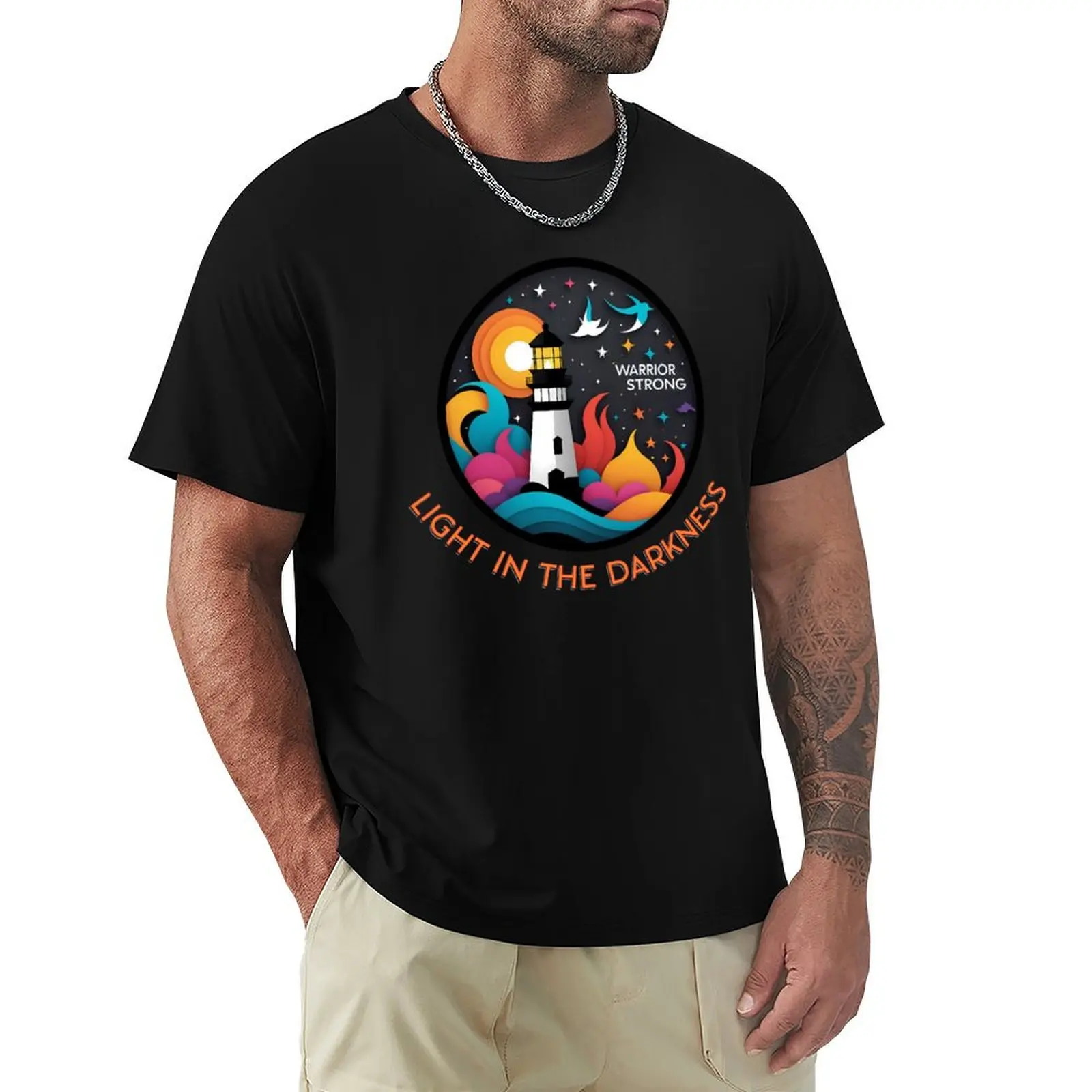 Shine Through Darkness: Cancer Survivor's Beacon of Hope T-Shirt Worker Basic Short Sleeve Tee