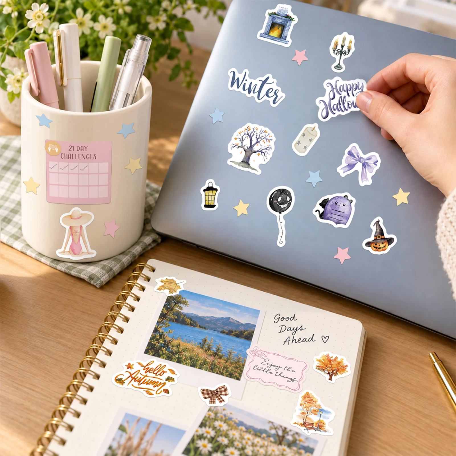 Coated Paper Calendar Stickers for Daily Planning Student Organizers 14 Sheets Date Labels Scrapbook Decorative Icons