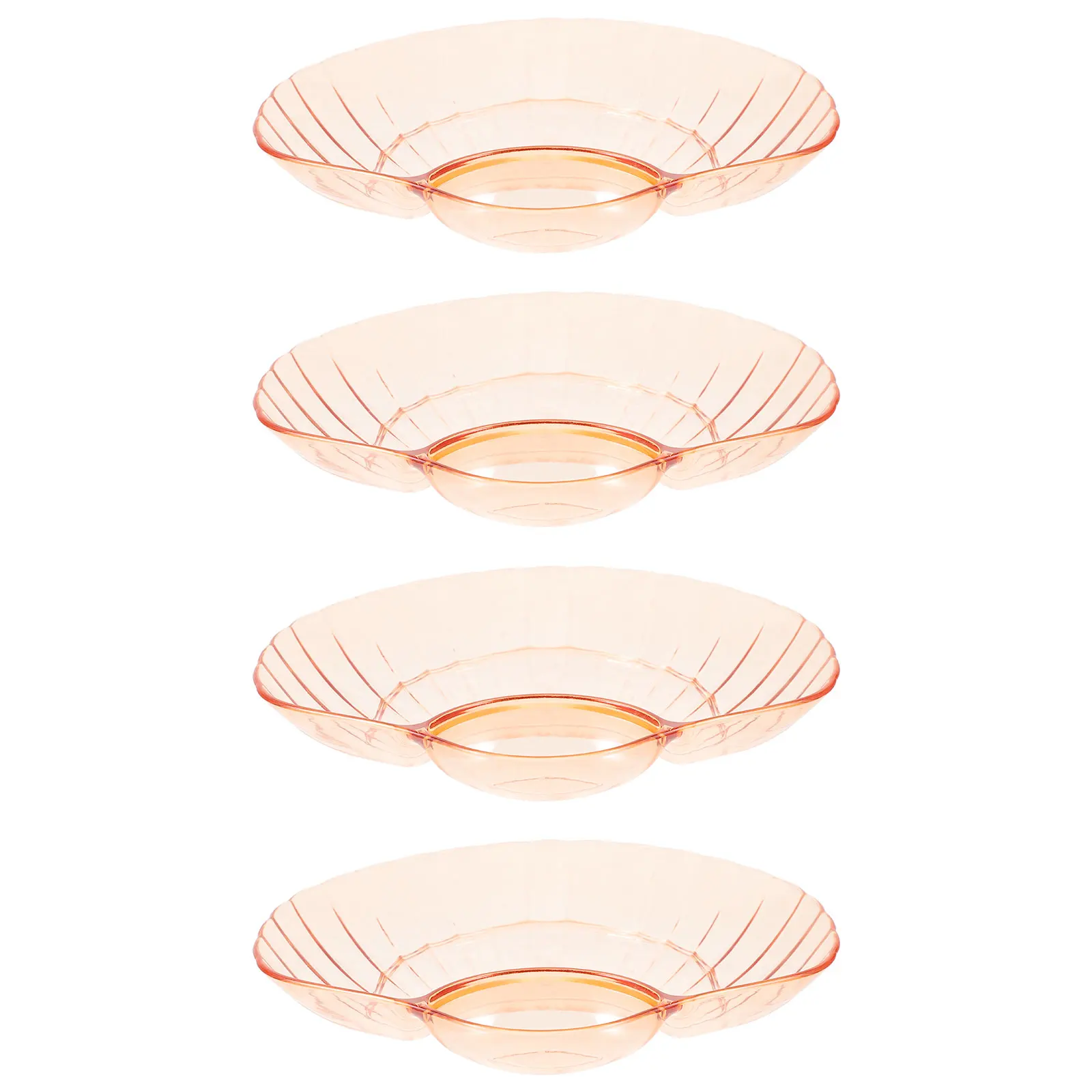 

4pcs Plastic Snack Tray Multi-Function Fruit Plate Storage Dish Lightweight Compact Dessert Plate For Party Picnic