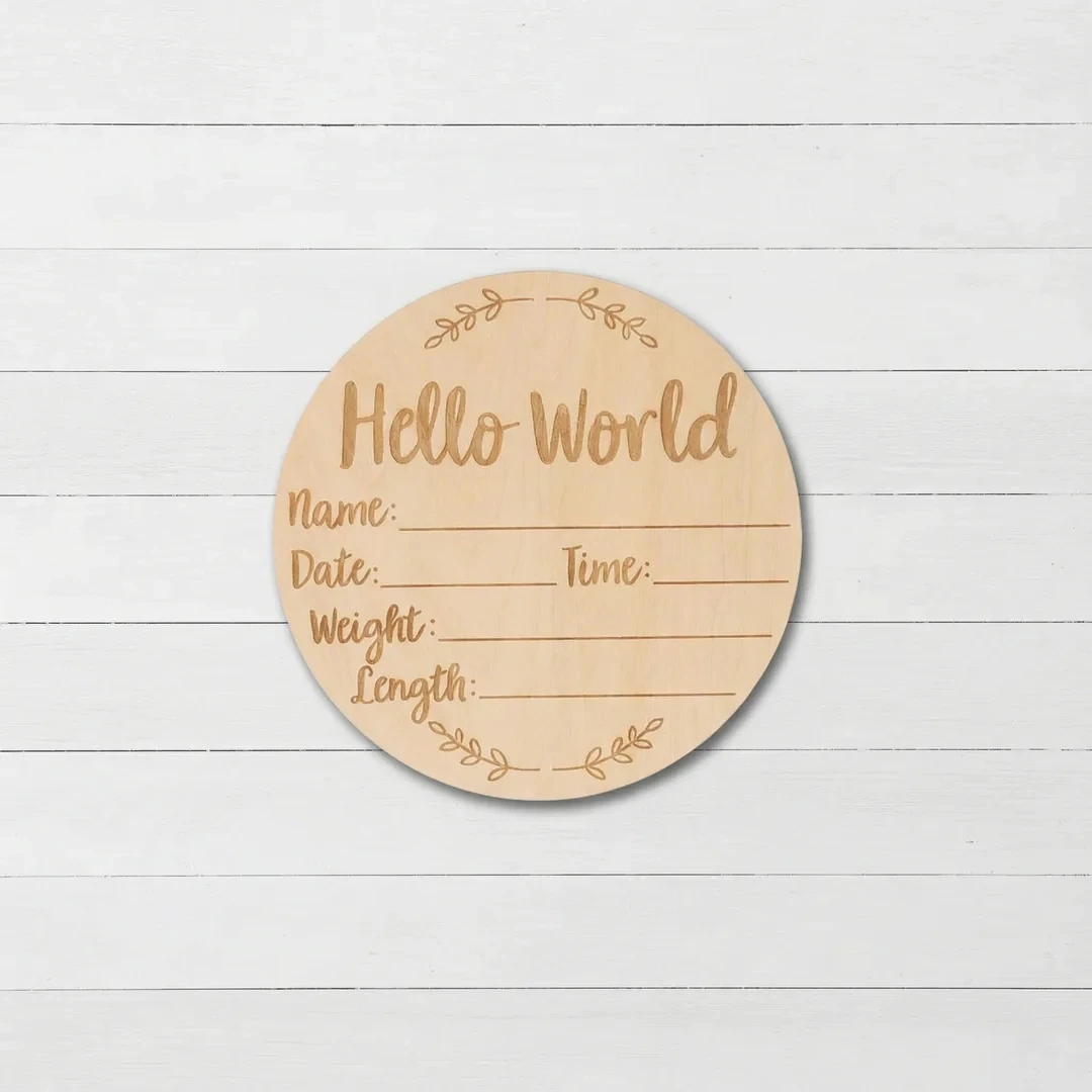 20pcs  Modern Baby Announcement Sign, Newborn Photo Prop, Wood Plaque, Shower Gift