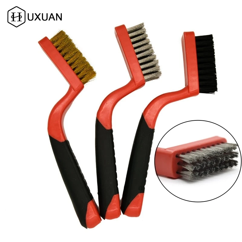 

3pc Wire Cleaning Brush Stainless Steel/Brass/Nylon Bristles Brush Polishing Rust Remover Kitchen Stove Sink Cleaning Tool