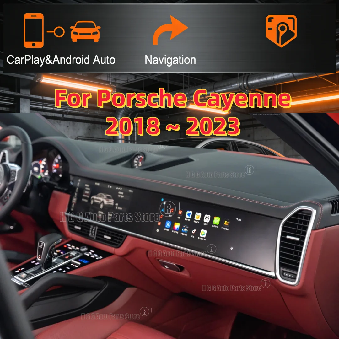 Dual Screen For Porsche Cayenne 2018~2023 Upgraded Interactive Android Car GPS Navi Radio Carplay Multimedia Video Player Unit