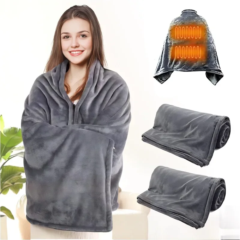 

Office Wearable USB Electric Heated Blanket Washable Body Warmer Blanket Home 5v 3 Heated Level Throw Blanket 9 Heated Areas