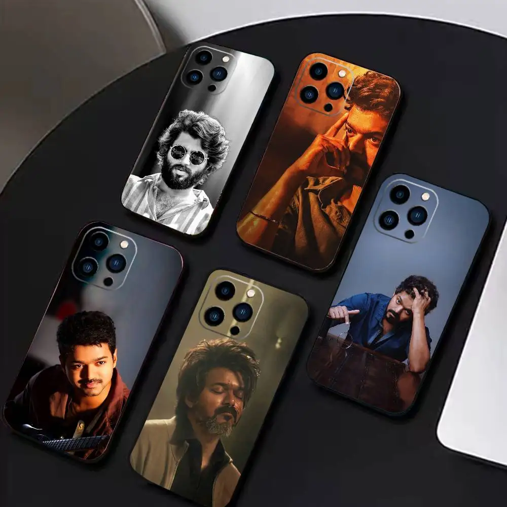 T-ThalaPathy V-Vijay Actor Phone Case For iPhone17,16,15,14,13,12 Plus,Max Soft Silicone Black Cover