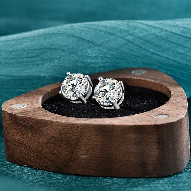 4/5/6/6,5/8/9MM Moissanit-Ohrringe aus 925 Sterling Silber, plattiert mit 18k Weißgold, Ohrstecker für Damen-Schmuck