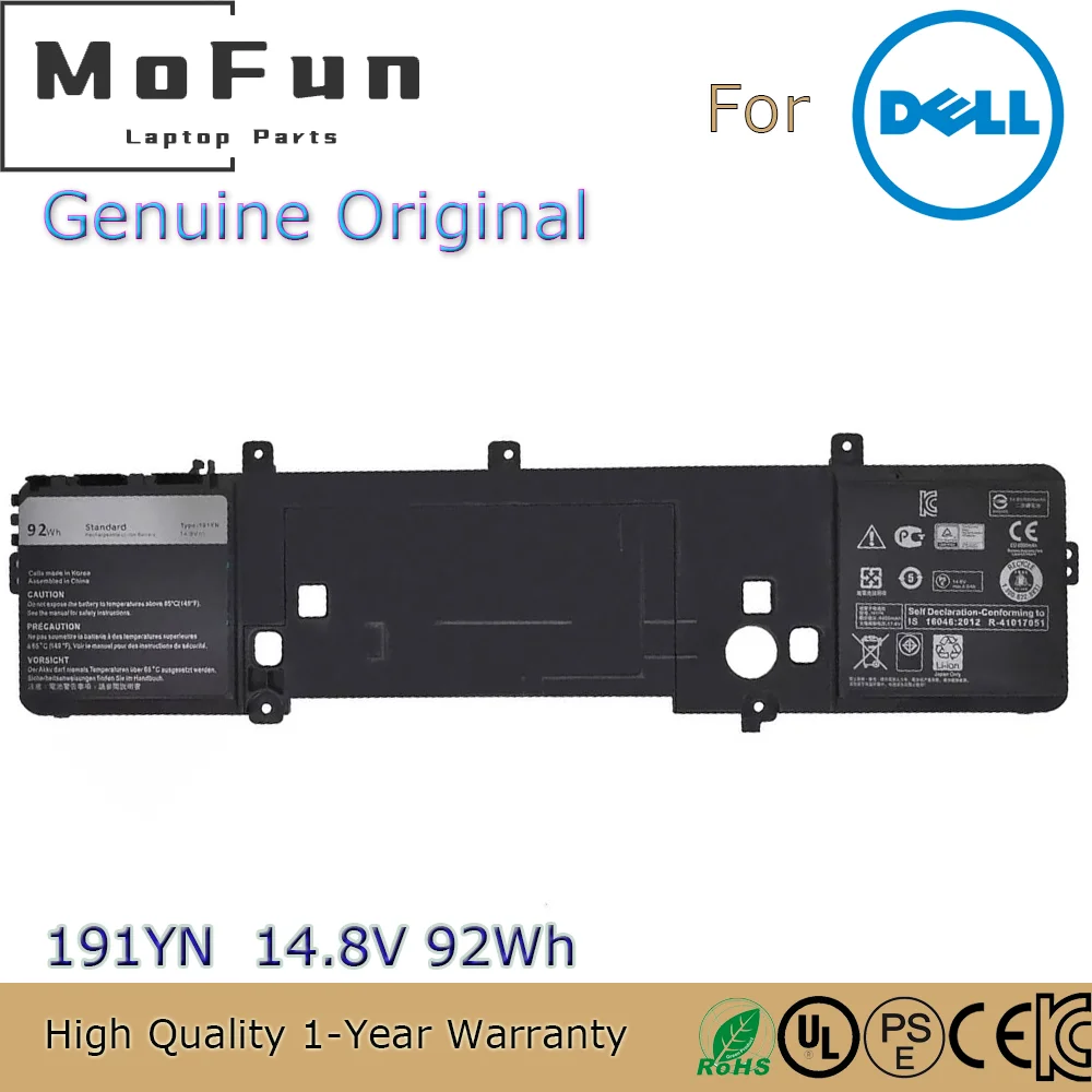 Brand New Original 191YN 14.8V 92Wh Laptop Battery for Dell Alienware 15 R1 R2 ALW15ED-2718 2828 1718 1828 2F3W1