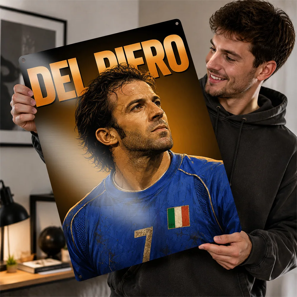 Alessandro Del Piero Football Printed Poster Personalized Aluminum Metal Sign Celebrated Athlete Design Wall Art Ideal For Gym