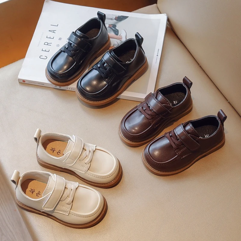 

Зимние детские лоферы2025, весенне-осенние новые туфли в британском стиле, модные детские слипоны для мужчин и женщин, универсальная повседневная кожаная обувь