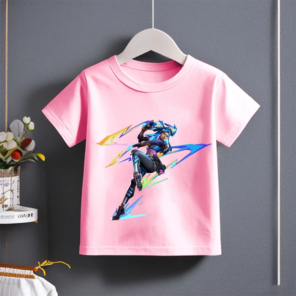 2024 Summer New Cotton Casual Stylish Kids Short Sleeve T-shirt with Brave Warrior Cartoon Print for Boys Girls Ages 3-14