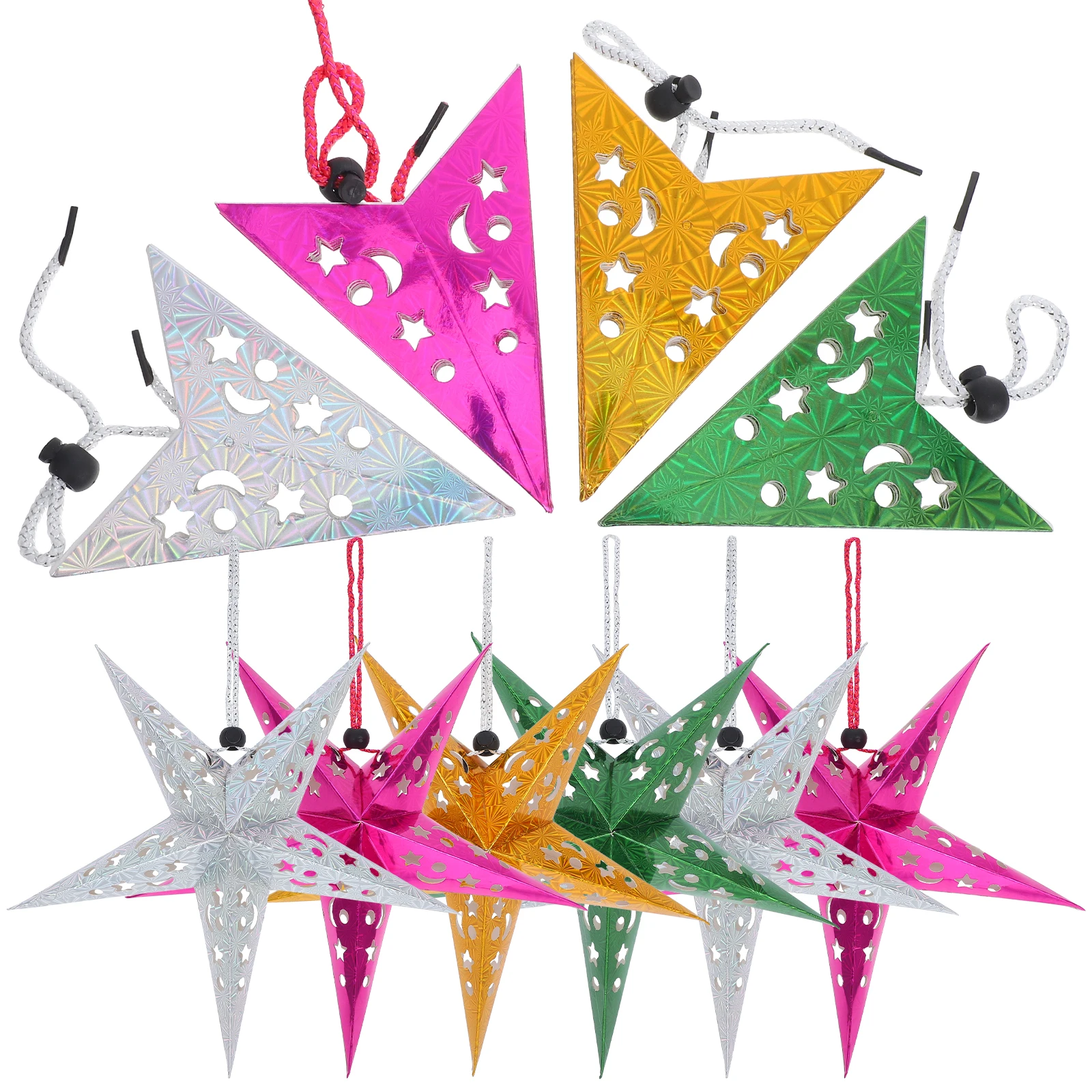

10Pcs Hollow Star Hanging Lantern Unique Pentagram Shape No Tools Needed Easy Install Ceiling Light for Outdoor Indoor Party