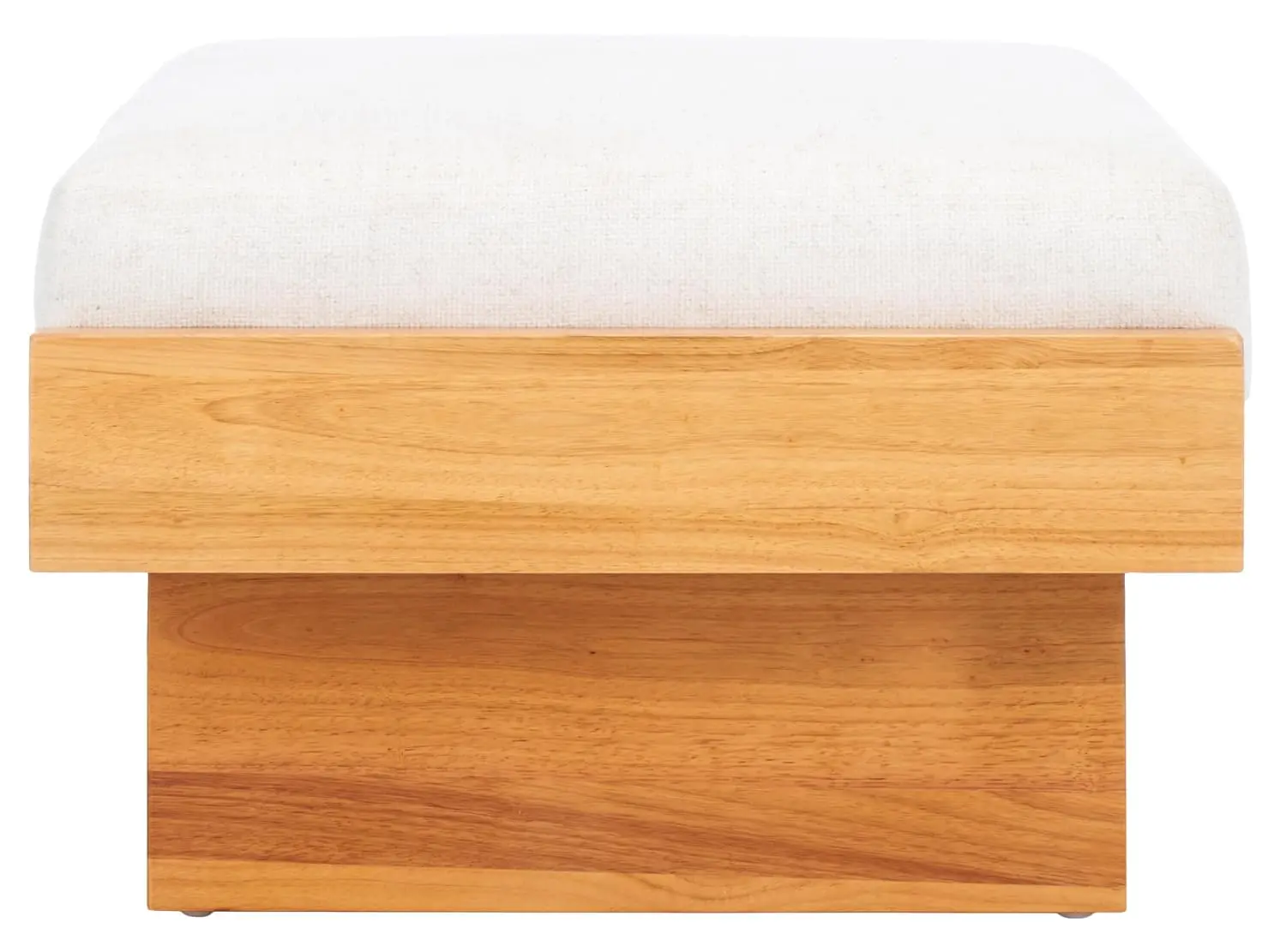 Cream Linen Solid Wood Ottoman Foot Stool Table for Living Room Bedroom, Customized