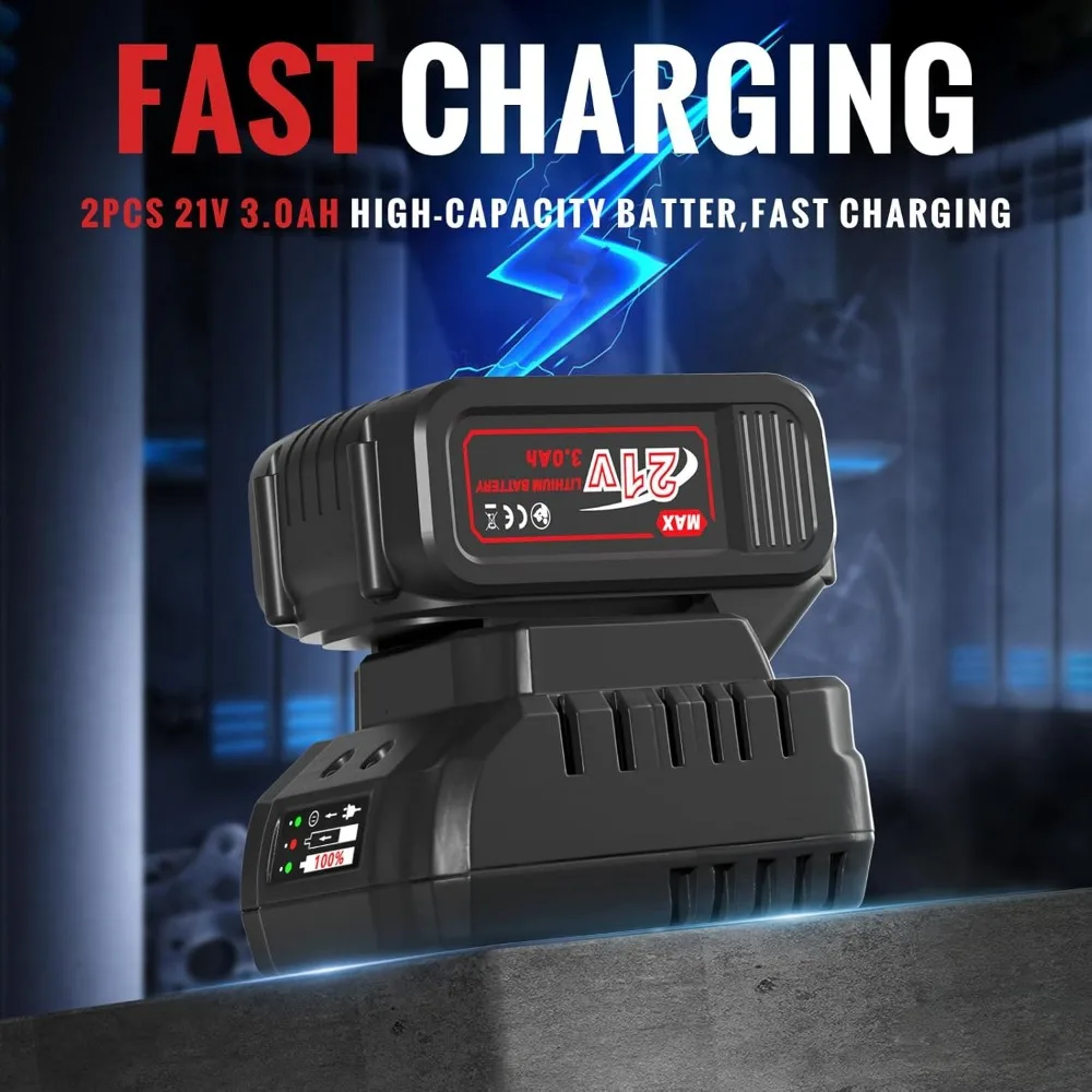 ملمع سيارة لاسلكي 5 بوصات، 6 سرعات 1000-5200 دورة في الدقيقة، بطارية 21 فولت مع 28 مرفقًا للتفصيل والصنفرة #5