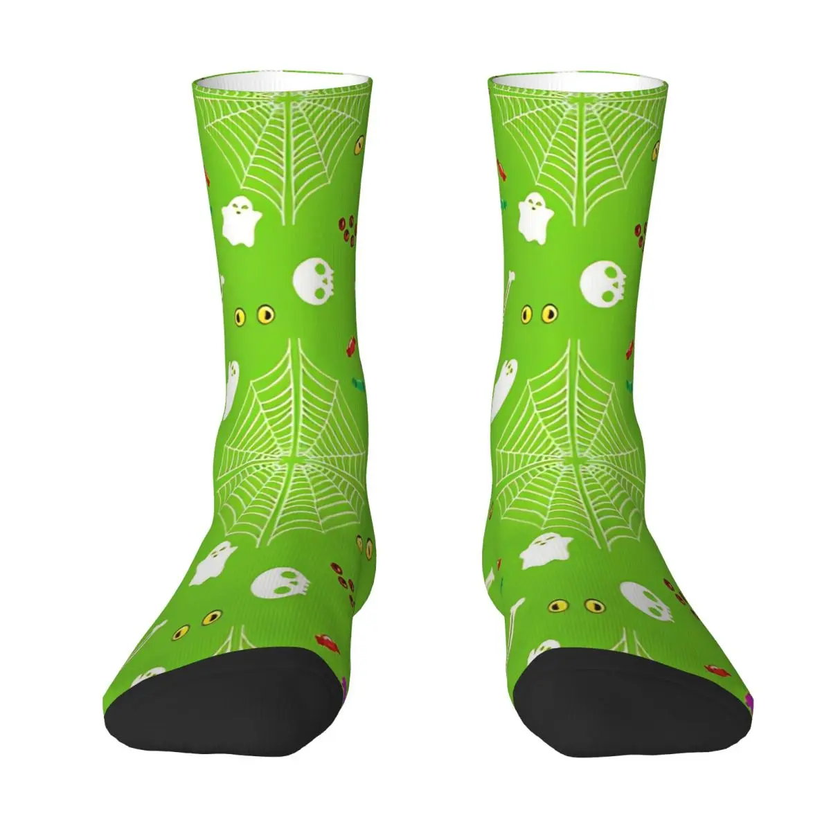 

Autumn Winter Harajuku Women Men Cutesy Spooky Halloween Pattern Sludge Green Socks Pumpkin Candy Breathable Middle Tube Socks