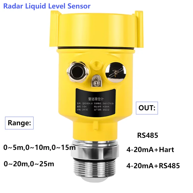 80GHZ Radar Level Sensor for Wastewater Reservoir River Radar Level Transmitter with Screen Radar Liquid Level Meter 5M 10M 35M