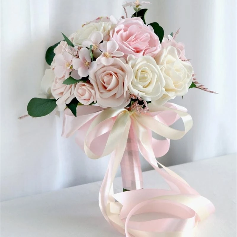 

Bridal Wedding Bouquet Artificial Silk Bride Bridesmaid Hand Bouquet for Propose 15UB