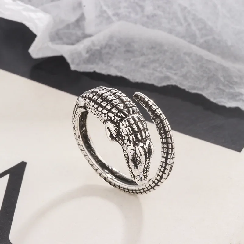 Domineering 925 Sterling Silver Crocodile Punk Thai Silver Fine Jewelry High Quality Rings For Women XR180