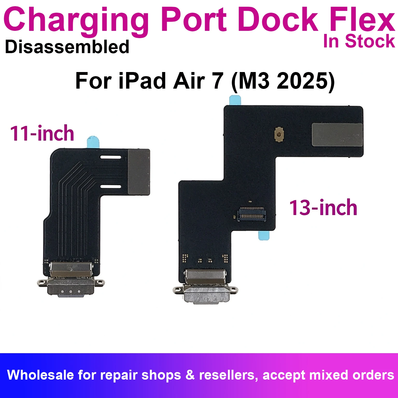 Charging Port Dock Connector Flex Cable For iPad Air 7 Air7 11 13 inch 2025 M3 A3266 A3268 Replacement Repair Parts