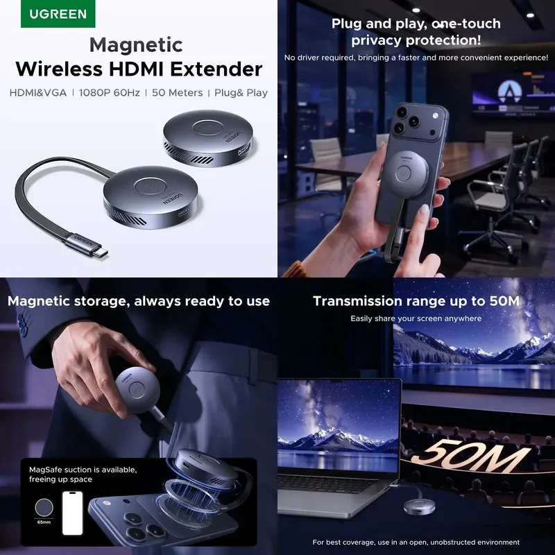Brand for UGREEN 50M Wireless Transmitter & Receiver Transmission for Point-to-Point Connection Between Phones And