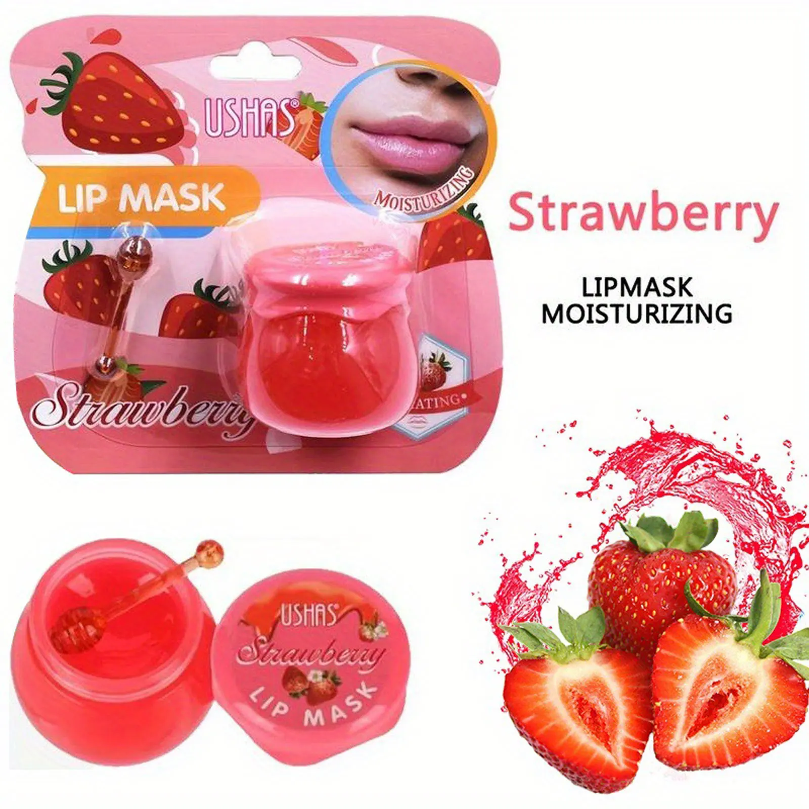 1PC Strawberry Flavor Lip Mask Lip Jelly Treatment Transparent Moisturizing Hydrating Sleep Lip Repair Lips Care Wholesale