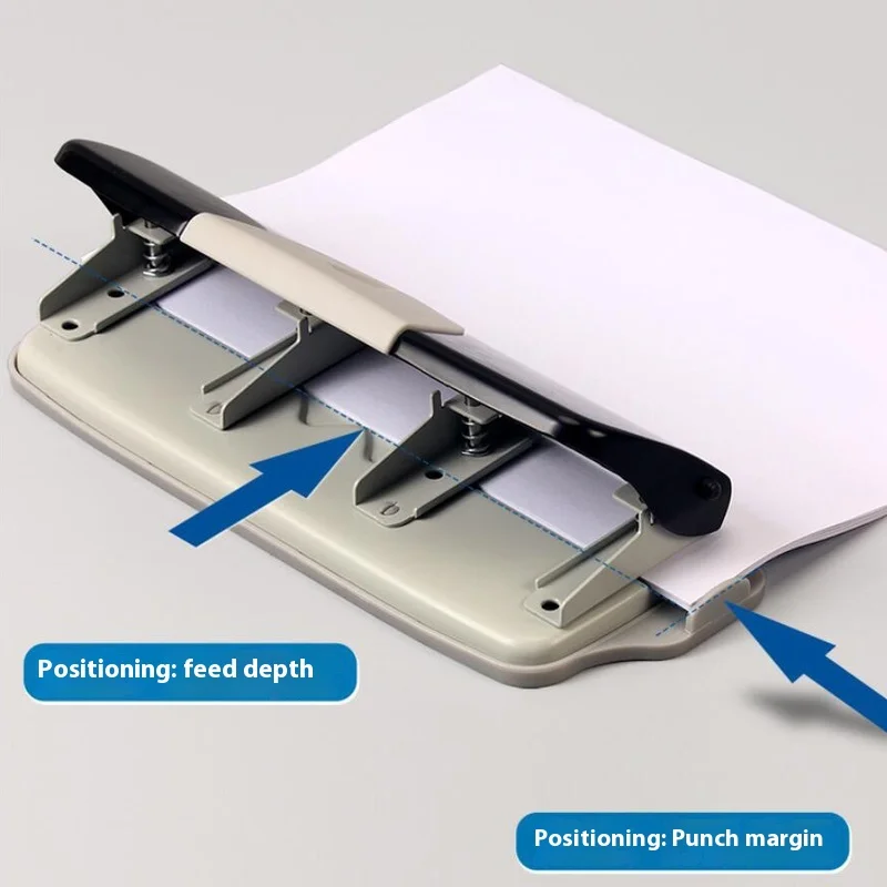 25-Sheet Paper Capacity 4 Holes Metal Hole Puncher With Adjustable Guides Residue Paper Container School Office Binding Supplies